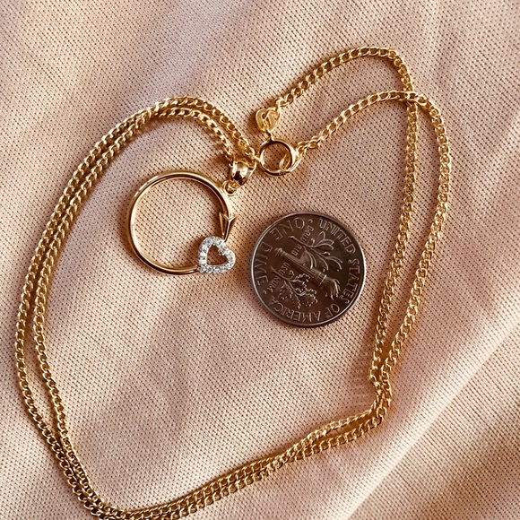 Real 18K Gold Necklace with Arrow Heart Pendant - Picture 2 of 5